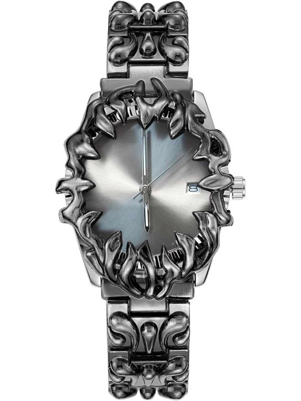 Men's Silver Claw Shape Table Alabaster Round Dial Retro Y2K Unique Shaped Watch